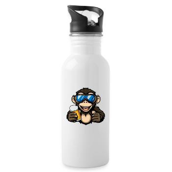 Monkey après-ski beer - Water bottle with straw - white - Right