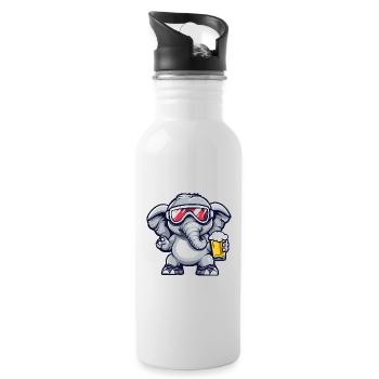 Elephant après-ski beer - Water bottle with straw - white - Right