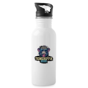 Teneriffa 2025 Affe - Trinkflasche mit integriertem Trinkhalm - Weiß - Rechts