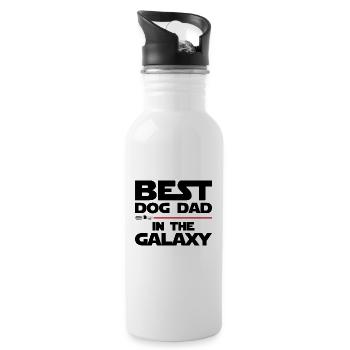 Bester Hunde Papa in der Galaxie - Trinkflasche mit integriertem Trinkhalm - Weiß - Rechts