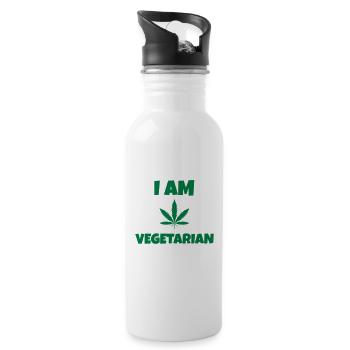 ganja cannabis vegetarier gras hanf cbd thc - Trinkflasche mit integriertem Trinkhalm - Weiß - Rechts