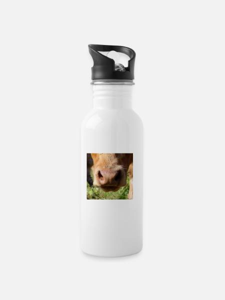 Vache vache vache vache nez Cow Vache - Gourde avec paille intégrée - blanc