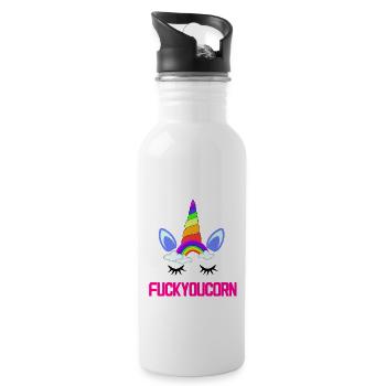 Fuck you unicorn - Gourde avec paille intégrée - blanc - Droite