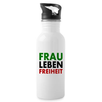 Frau leben freiheit - Trinkflasche mit integriertem Trinkhalm - Weiß - Rechts