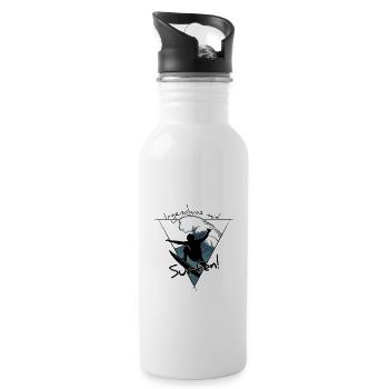 Irgendwas mit Surfen! Welle Aerial Surfer - Trinkflasche mit integriertem Trinkhalm - Weiß - Rechts