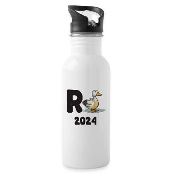 R Ente 2024 - Rente 2024 Ente Rentner Ruhestand - Trinkflasche mit integriertem Trinkhalm - Weiß - Rechts