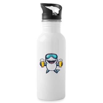 Shark Après-Ski Bière Bande Dessinée - Gourde avec paille intégrée - blanc - Droite