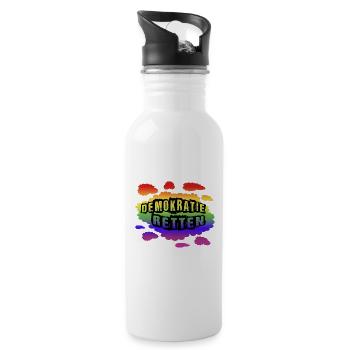 AfD stoppen gegen rechts Demokratie Vielfalt links - Trinkflasche mit integriertem Trinkhalm - Weiß - Rechts