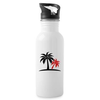 Palmen Insel - Trinkflasche mit integriertem Trinkhalm - Weiß - Rechts