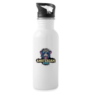 Amsterdam 2025 Affe - Trinkflasche mit integriertem Trinkhalm - Weiß - Rechts
