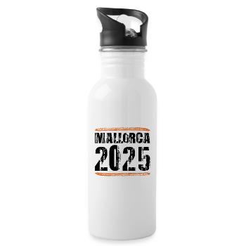 Mallorca 2025 Spruch - Water bottle with straw - white - Right