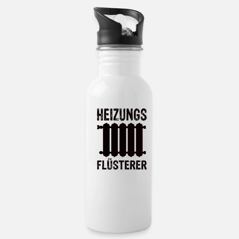 Heizung Flusterer - Trinkflasche mit integriertem Trinkhalm - Weiß