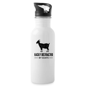 Leicht Ablenkbar Durch Ziegen - Trinkflasche mit integriertem Trinkhalm - Weiß - Rechts