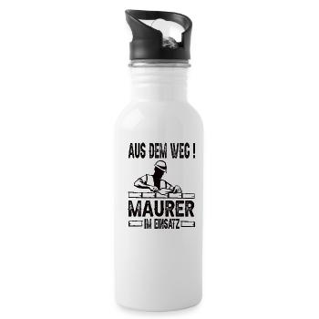 Aus dem Weg Maurer Im Einsatz - Trinkflasche mit integriertem Trinkhalm - Weiß - Rechts