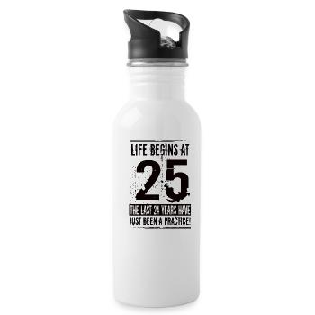 25 Geburtstag Mann - Trinkflasche mit integriertem Trinkhalm - Weiß - Rechts
