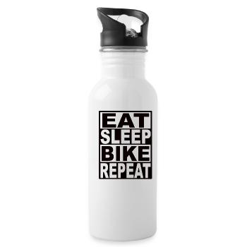 Eat Sleep Bike Repeat - Trinkflasche mit integriertem Trinkhalm - Weiß - Rechts