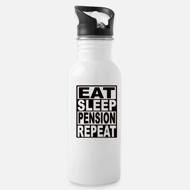 Eat Sleep Pension Repeat - Trinkflasche mit integriertem Trinkhalm - Weiß