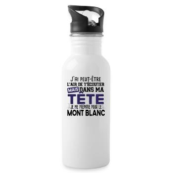 2022 Mont Blanc Montagne Randonnée Alpes Humour - Gourde avec paille intégrée - blanc - Droite