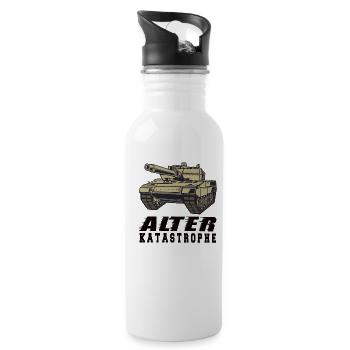 Alter Katastrophe - Trinkflasche mit integriertem Trinkhalm - Weiß - Rechts