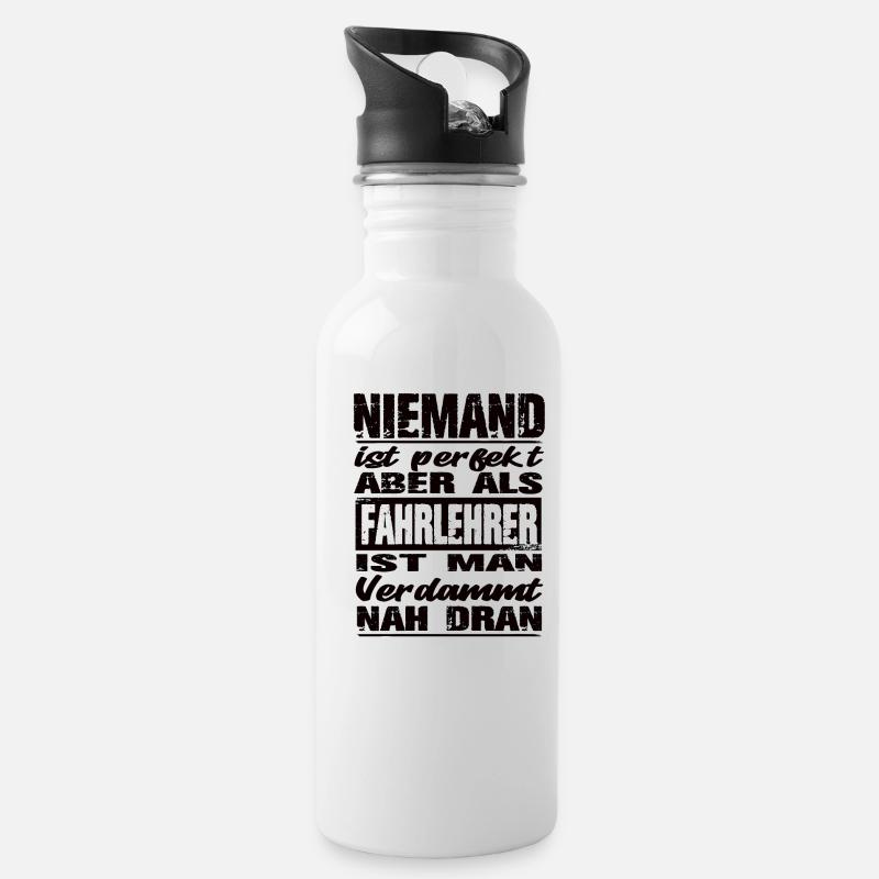 Fahrlehrer - Trinkflasche mit integriertem Trinkhalm - Weiß