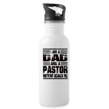 I Am A Dad And A Pastor Nothing Scares Me - Water bottle with straw - white - Right
