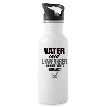 Vater und Lkwfahrer - Trinkflasche mit integriertem Trinkhalm - Weiß - Rechts