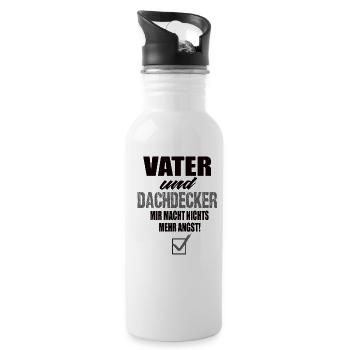 Vater und Dachdecker - Trinkflasche mit integriertem Trinkhalm - Weiß - Rechts