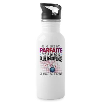 Bowling Strike Femme Boule Cadeau Humour Jeux - Gourde avec paille intégrée - blanc - Droite