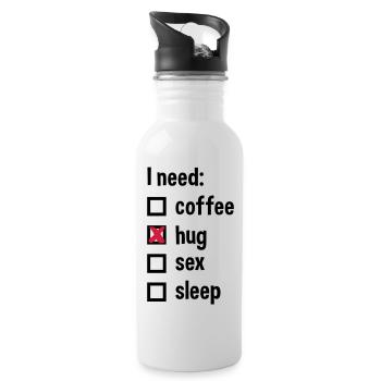 I need coffee, hug, sex, sleep - Water bottle with straw - white - Right