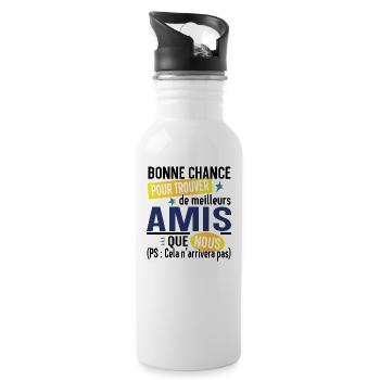 Ami Amie Amitié Cadeau Pote Copain Copine Collègue - Gourde avec paille intégrée - blanc - Droite