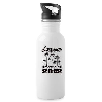 Awesome Since 2012 - Water bottle with straw - white - Right