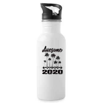 Awesome Since 2020 - Trinkflasche mit integriertem Trinkhalm - Weiß - Rechts