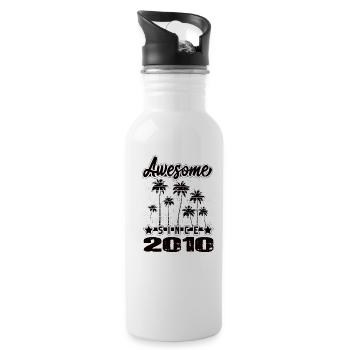 Awesome Since 2010 - Water bottle with straw - white - Right
