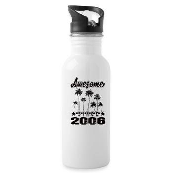 Awesome Since 2006 - Trinkflasche mit integriertem Trinkhalm - Weiß - Rechts