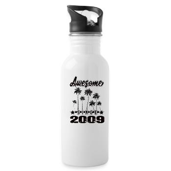 Awesome Since 2009 - Water bottle with straw - white - Right