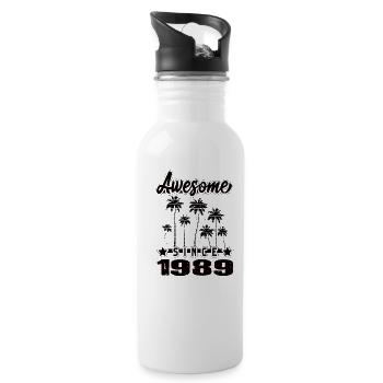 Awesome Since 1989 - Trinkflasche mit integriertem Trinkhalm - Weiß - Rechts