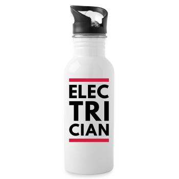 Électricien (deux lignes) - Gourde avec paille intégrée - blanc - Droite