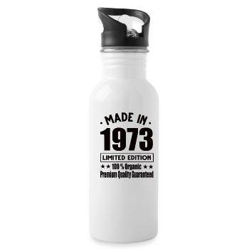 Made in 1973 Vintage Retro Limited Edition - Trinkflasche mit integriertem Trinkhalm - Weiß - Rechts