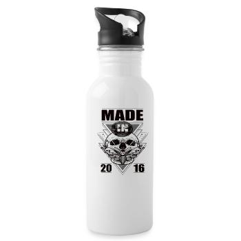 Made in 2016 Vintage Retro Limited Edition - Trinkflasche mit integriertem Trinkhalm - Weiß - Rechts