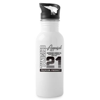 2021 Vintage Birthday Vintage Gift Retro - Water bottle with straw - white - Right