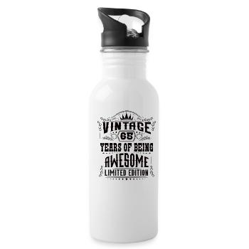 65 Years Of Being Awesome 65 Birthday 65 Years - Water bottle with straw - white - Right