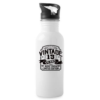 Anniversaire Vintage 13 Ans Édition Limitée - Gourde avec paille intégrée - blanc - Droite