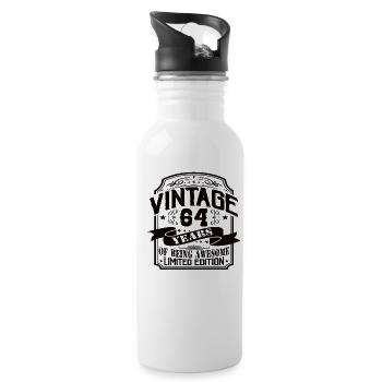 Vintage 64 Years of Being Awesome 64 Geburtstag - Trinkflasche mit integriertem Trinkhalm - Weiß - Rechts
