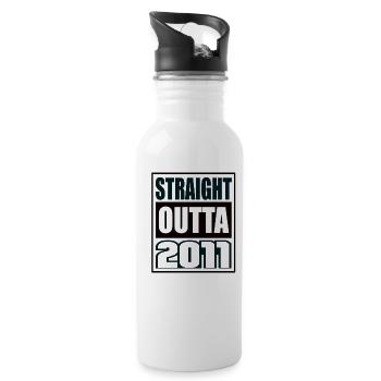Straight Outta 2011 Geburtstag 2011 Geboren 2011 - Trinkflasche mit integriertem Trinkhalm - Weiß - Rechts