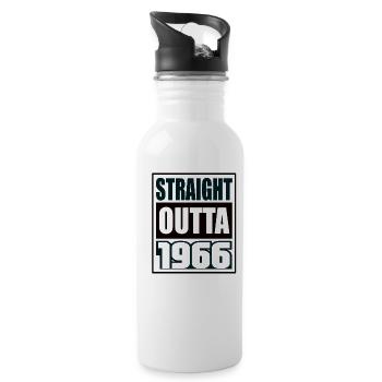 Straight Outta 1966 Geburtstag 1966 Geboren 1966 - Trinkflasche mit integriertem Trinkhalm - Weiß - Rechts