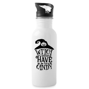 Witch better have my candy Hexe Halloween - Trinkflasche mit integriertem Trinkhalm - Weiß - Rechts