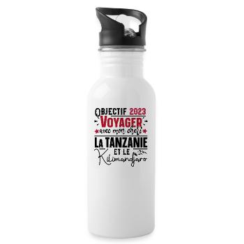 Tanzanie Kilimandjaro Femme Cadeau Couple Girl - Gourde avec paille intégrée - blanc - Droite