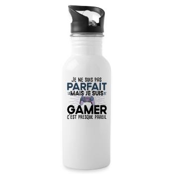 Gamer Gaming Game Boy Geek Jeux Vidéo Cadeau - Gourde avec paille intégrée - blanc - Droite