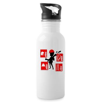 Feuerwehrmann - Trinkflasche mit integriertem Trinkhalm - Weiß - Rechts