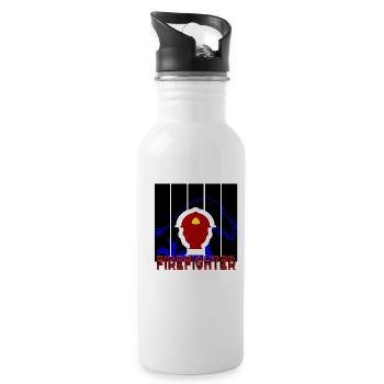 Feuerwehrmann - Trinkflasche mit integriertem Trinkhalm - Weiß - Rechts
